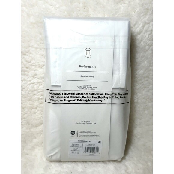 Twin XL 400 Thread Count Performance Flat Sheet Sour Cream - Threshold - Picture 6 of 6